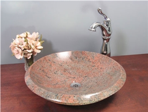 Multicolor Red Granite Sinks & Basins,India Red Granite Kitchen & Bathroom Sinks,Round Basins