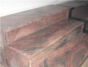 Multicolor Red Granite Stairs & Steps,India Red Granite Stair Risers & Treads