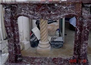 Rosso Levanto Marble Fireplace,Italy Red Marble Fireplace Insert & Mantel