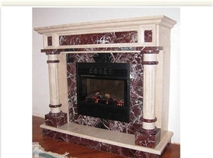 Rosso Levanto Marble Fireplace,Italy Red Marble Fireplace Insert & Mantel