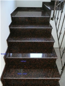 Tan Brown Granite Stairs & Steps,India Brown Polished Granite Stair &Treads
