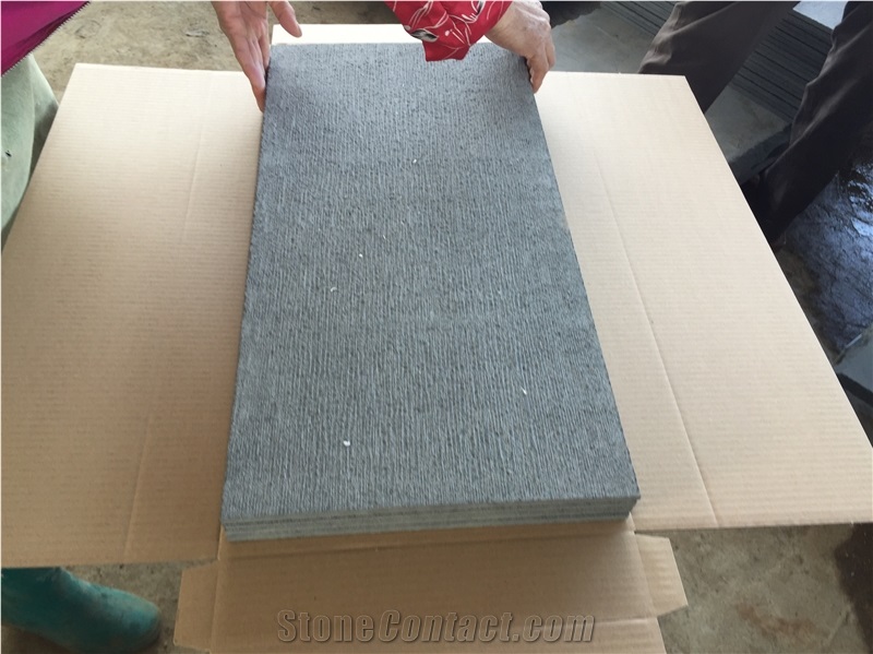Grey Basalt Chiselled Slabs & Tiles, Hainan Grey Basalt Slabs & Tiles
