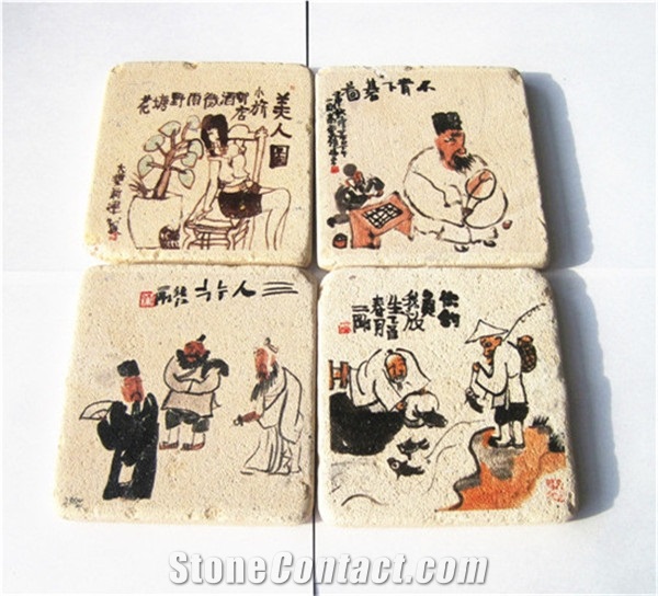 Marble Coaster,China Beige Marble Kitchen Accessories