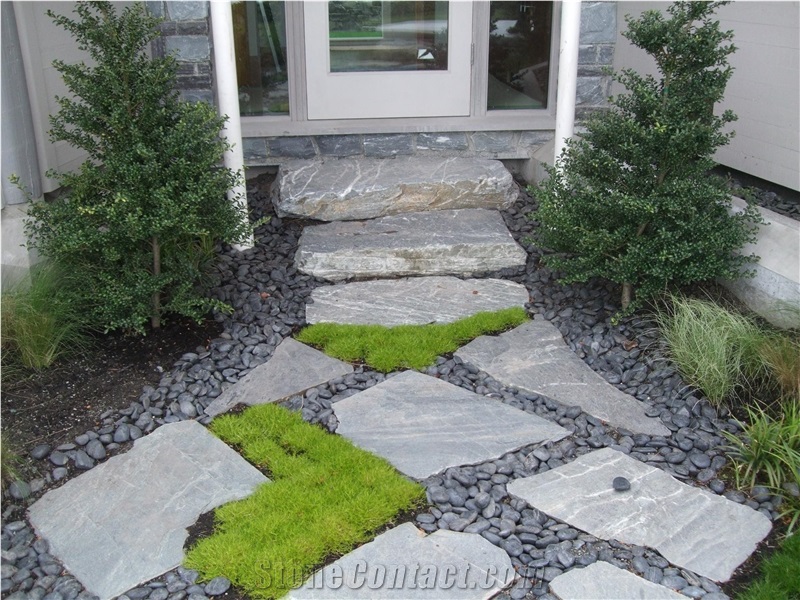 Ocean Pearl Stone Flag Garden Step Stone with Mexican Pond Pebble Stones