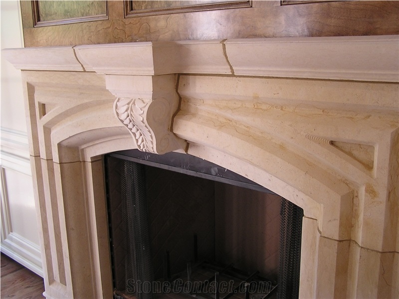 Cedar Hill Cream Limestone Breaburn Standard Fireplace Mantel