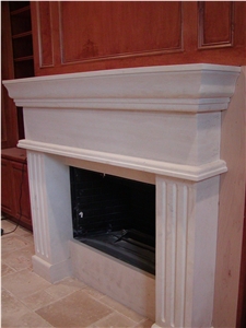Champagne Beige Limestone Carved Remington Classic Style Fireplace