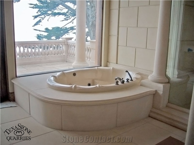 Cedar Hill Cream Limestone Bathroom Remodel