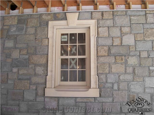 Texas Pearl Limestone Carved Window Frame