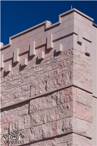 Texastone Pink Limestone Splitface Wall Cladding Cedar Hill Government Center Cedar Hill, Texas