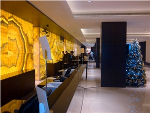 Hotel Translucent Yellow Onyx Wall Panel