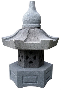 Hand Carved Lava Stone Hexagonal Japanese Lantern