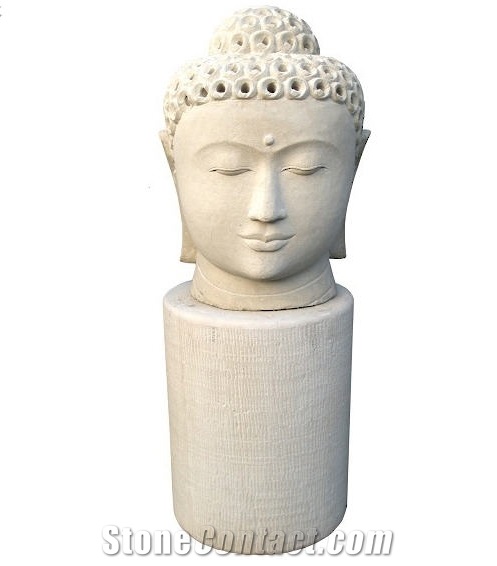 Sandstone Buddha Head & Stand Lantern