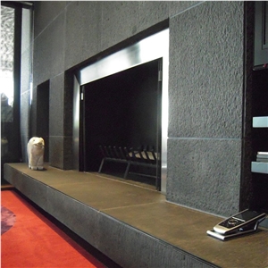 Studio Black Granite Coarse Adze Finish Fireplace Surround