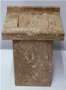 Travertine Solid Pedestal Washbasin