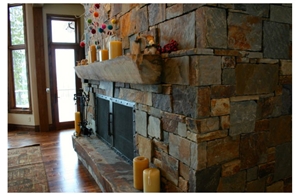 Montana Gold Split Finish 3”-6” Ledge Stone Fireplace Surround