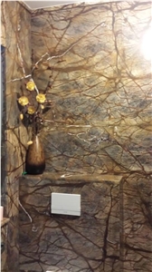 Bathroom Design with Indian Rain Forest Green Marble