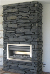 Otago Schist Stone Fireplace Decorating, Grey Otago Schist Fireplace Decorating