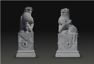 2014 Hot Sale Chinese Lion Sculpture, Grey Marble Sculpture & Statue