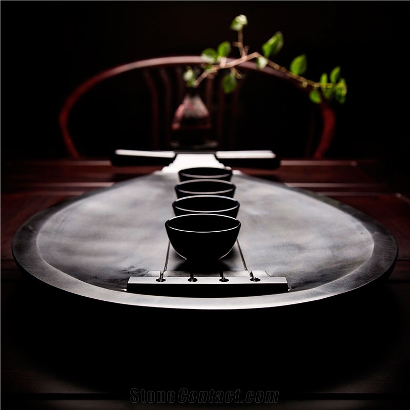 Chinese Lute Tea Tray, Black Granite Tea Trays
