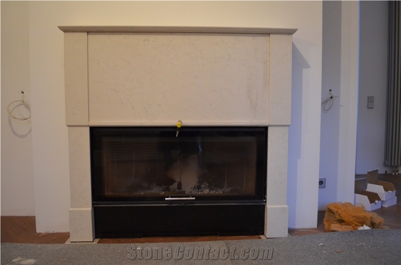 Italy White Marble Fireplace, Bianco Perlino White Marble Fireplace