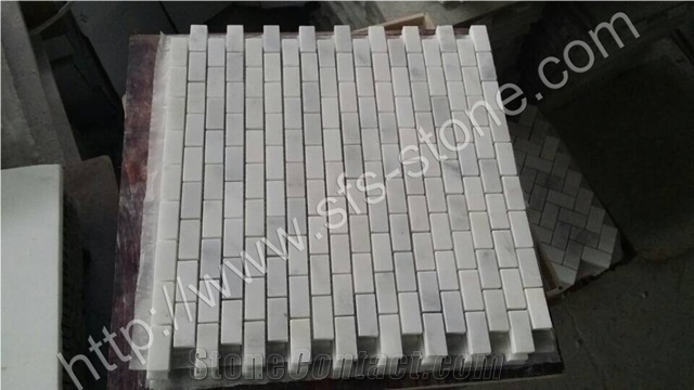 White Marble Mosaic,Thassos Red Lines Marble Mosaic