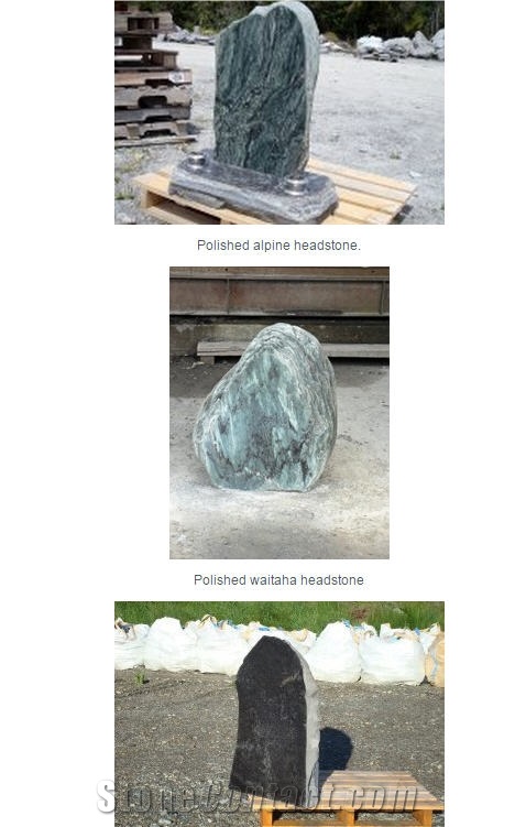 Memorial Stones-Polished Alpine Headstone and Waitaha Base.