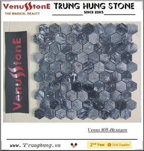 1.18'' Eddy Black Hexagon Marble Mosaic Tile Polished