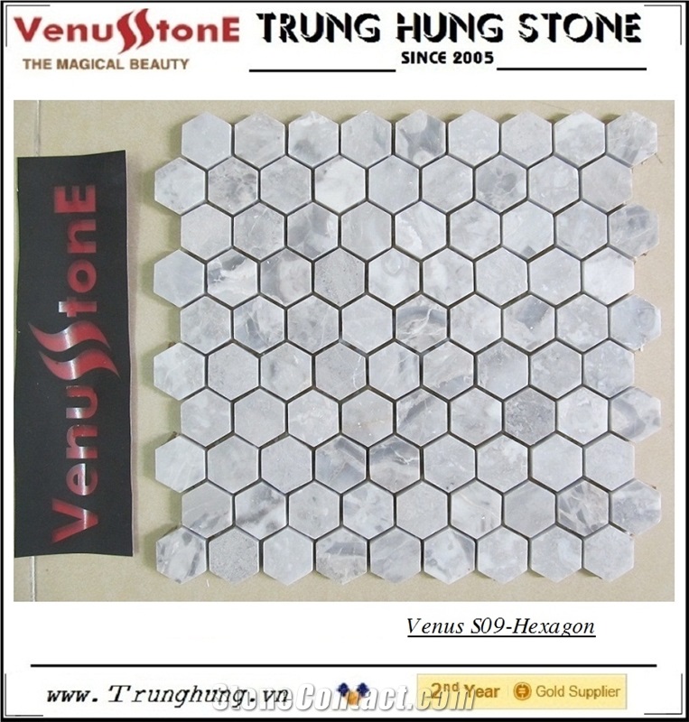 1.18'' Vietnam Gray Hexagon Marble Mosaic Tile Polished