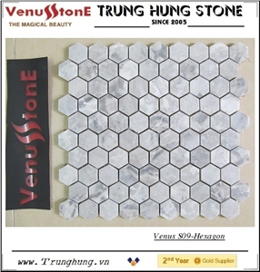 1.18'' Vietnam Gray Hexagon Marble Mosaic Tile Polished