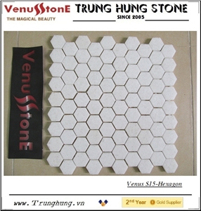 1.18'' Vietnam Pure White Hexagon Marble Mosaic Tile Polished