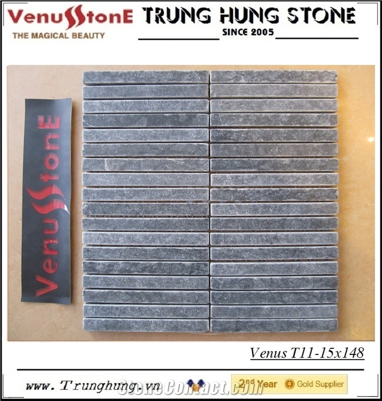 15*148 Black Vein Marble Mosaic Tiles Tumbled
