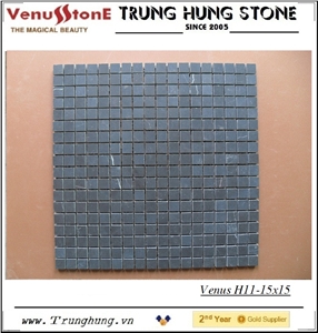 15*15 Black Vein Marble Honed Mosaic Tiles