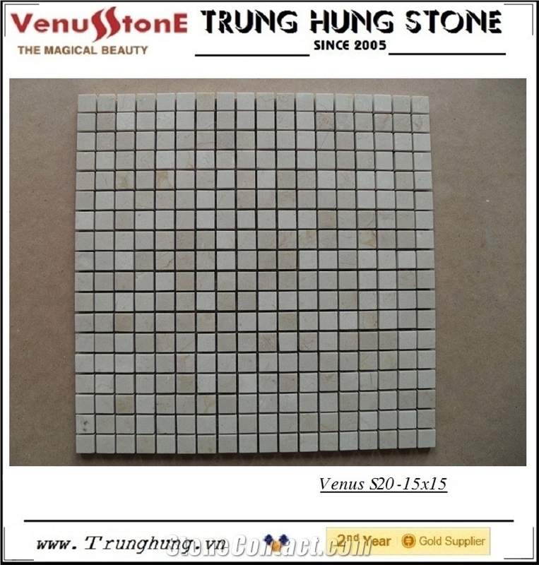 15*15 Crema Marfil Polished Marble Mosaic Tiles