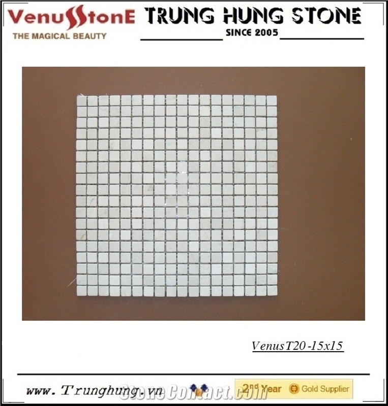 15*15 Crema Marfil Tumbled Marble Mosaic Tiles