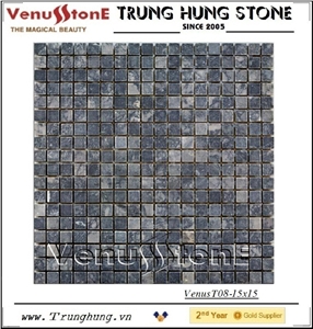 15*15 Eddy Black Tumbled Marble Mosaic Tiles