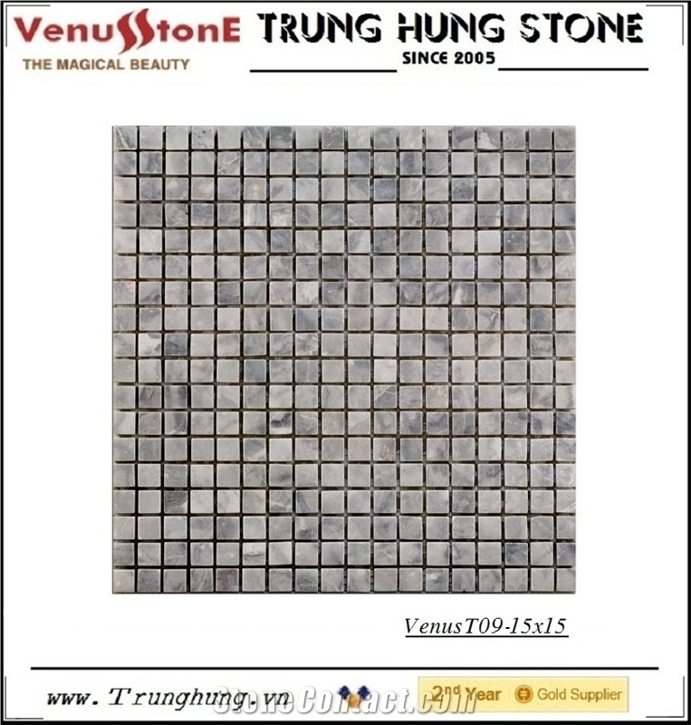 15*15 Grey Tumbled Marble Mosaic Tiles