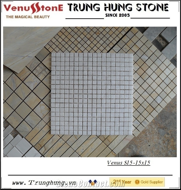 15*15 Pure White Polished Marble Mosaic Tiles