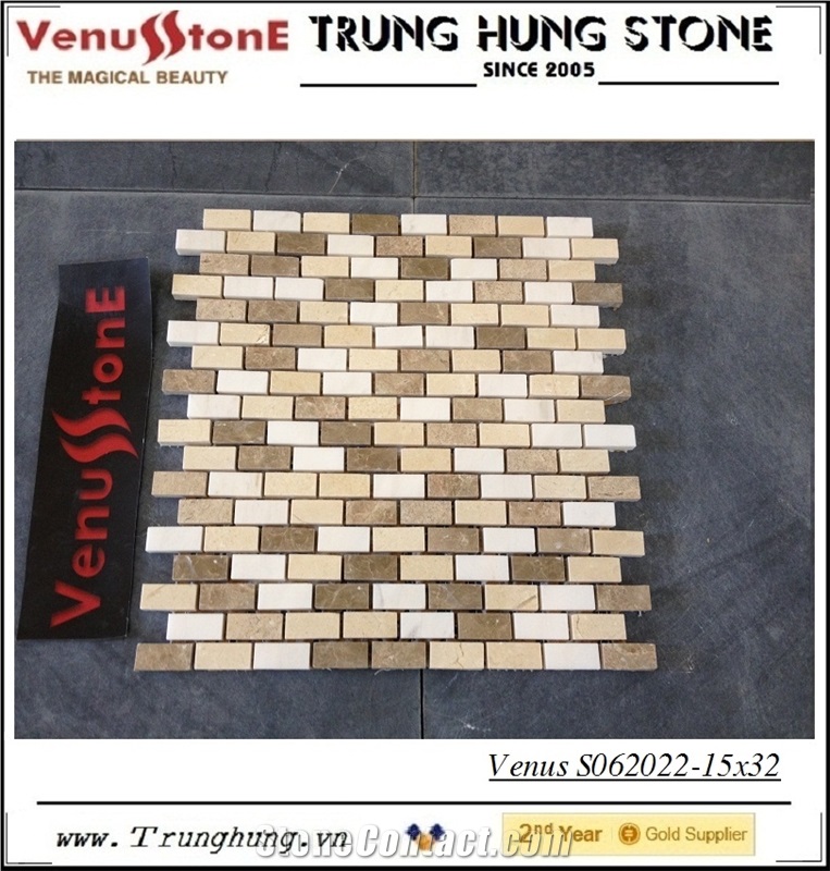 15*32 Mixed Color Polished Marble Mosaic Tiles