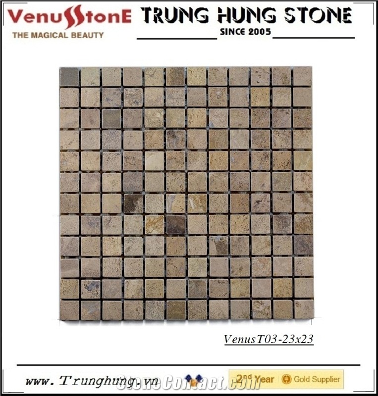 23*23 Beige Carpet Tumbled Marble Mosaic Tiles