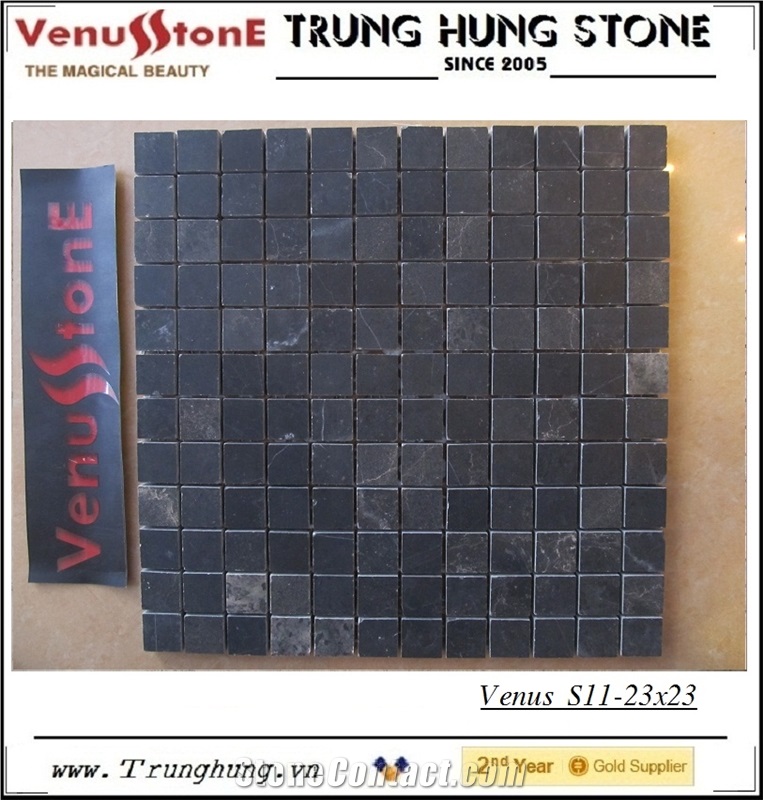 23*23 Black Marble Polished Mosaic Tiles