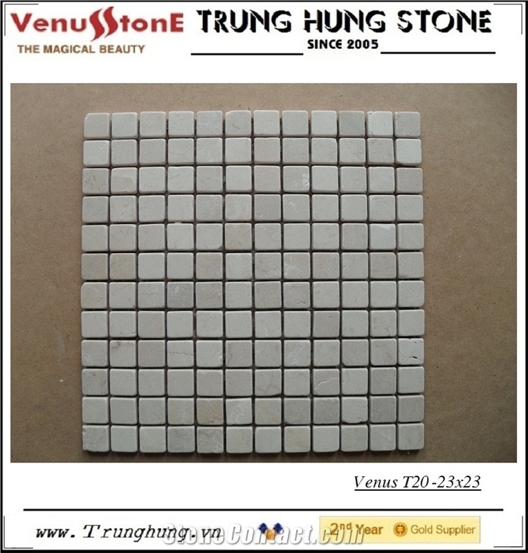 23*23 Crema Marfil Mixed Tumbled Marble Mosaic Tiles