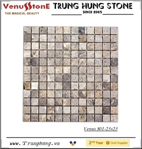 23*23 Light Grey Panther Polished Marble Mosaic Tiles