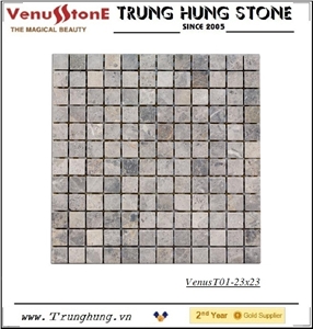 23*23 Light Grey Panther Tumbled Marble Mosaic Tiles