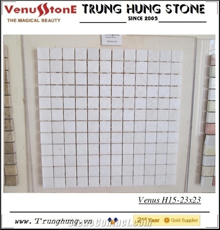 23*23 Pure White Honed Marble Mosaic Tiles