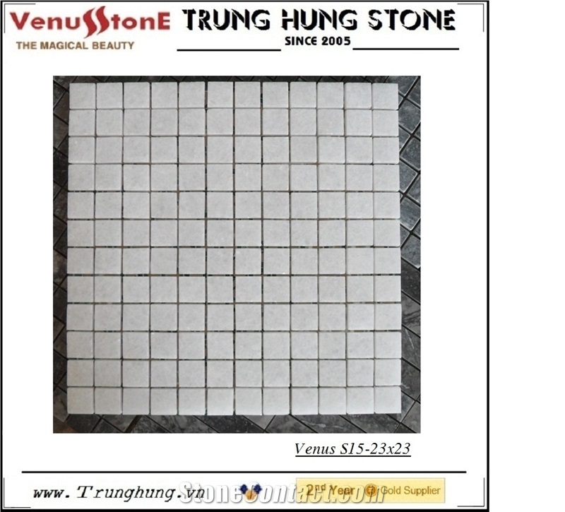 23*23 Pure White Polished Marble Mosaic Tiles