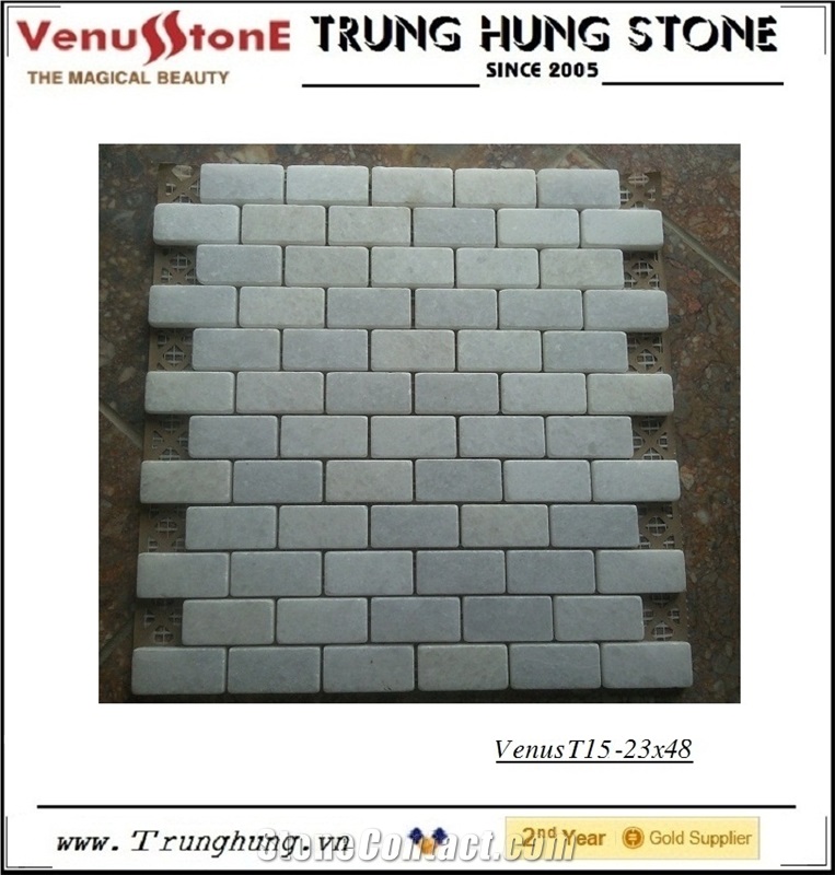 23*48 Pure White Tumbled Marble Mosaic Tiles