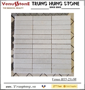 23*98 Pure White Honed Marble Mosaic Tiles