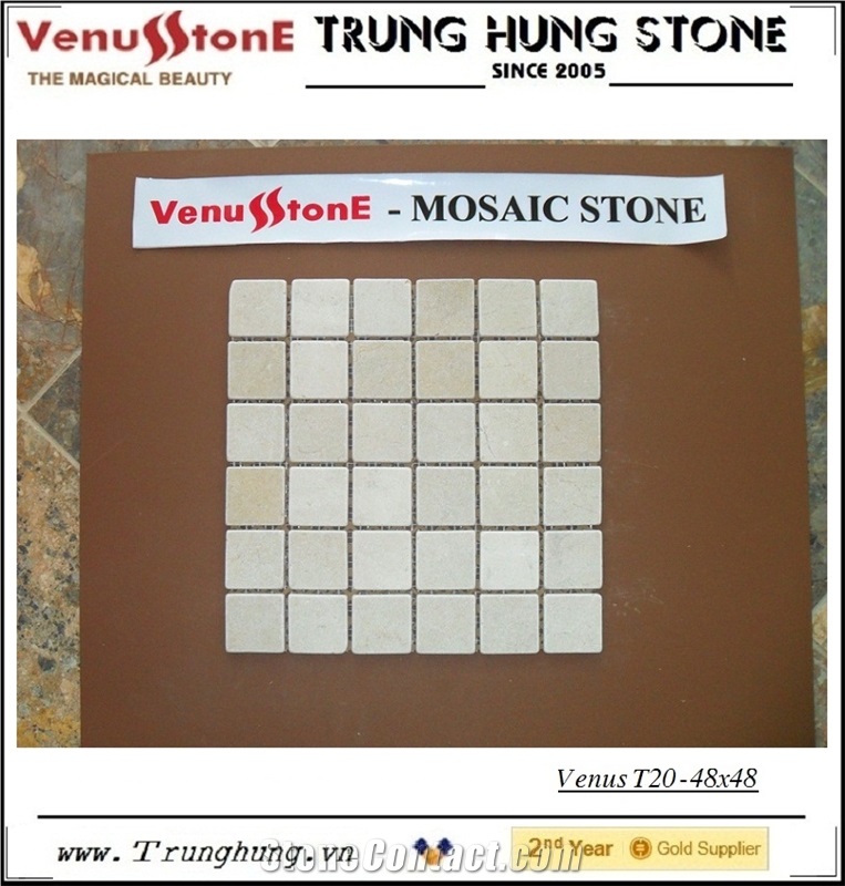 48*48 Crema Marfil Tumbled Marble Mosaic Tiles