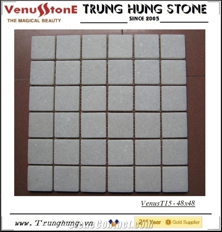 48*48 Pure White Tumbled Marble Mosaic Tiles