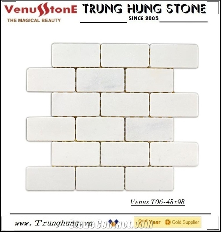 48*98 Milky White Tumbled Marble Mosaic Tiles